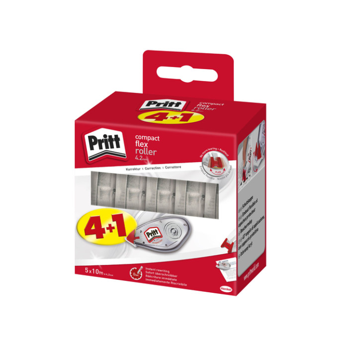 Correctietape Pritt Compact Flex 4.2mmx10m valuepack à 4+1 gratis