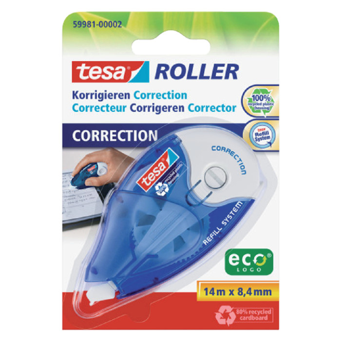 Correctietape tesa® ecoLogo® 8,4mmx14m navulbaar op blister