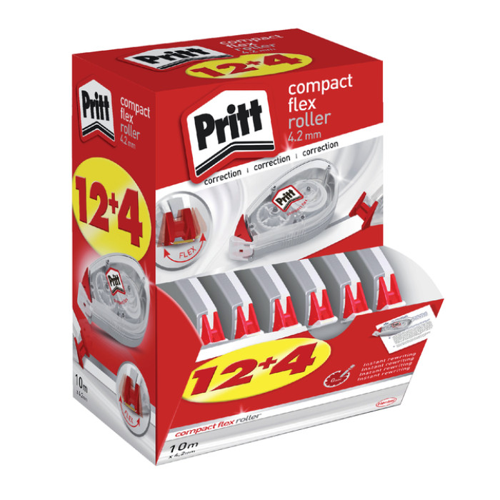 Correctietape Pritt Compact Flex 4.2mmx 10m promo pack à 12+4 gratis