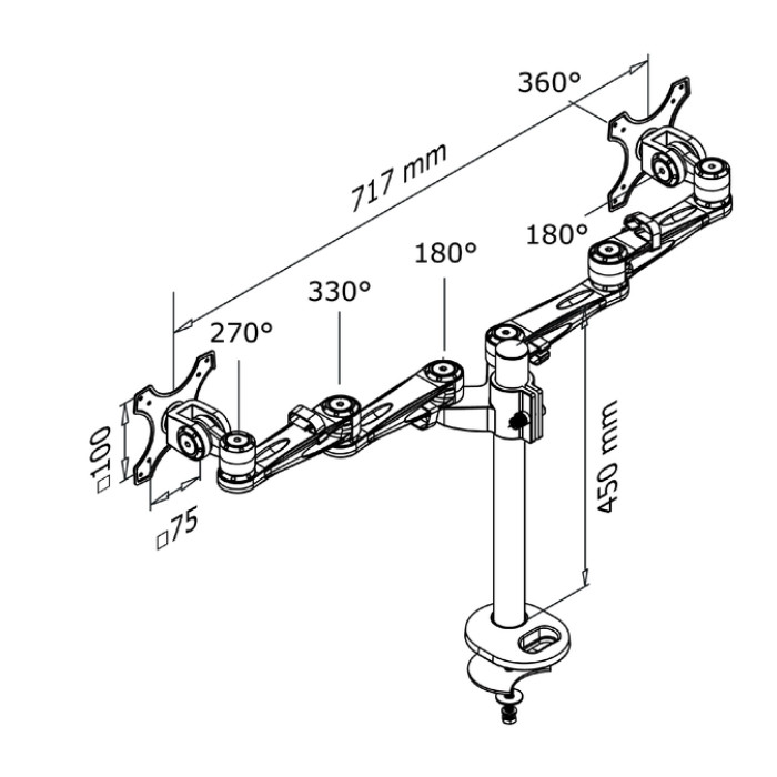Monitorarm Neomounts D935DG 2x10-27" doorvoer zilvergrijs