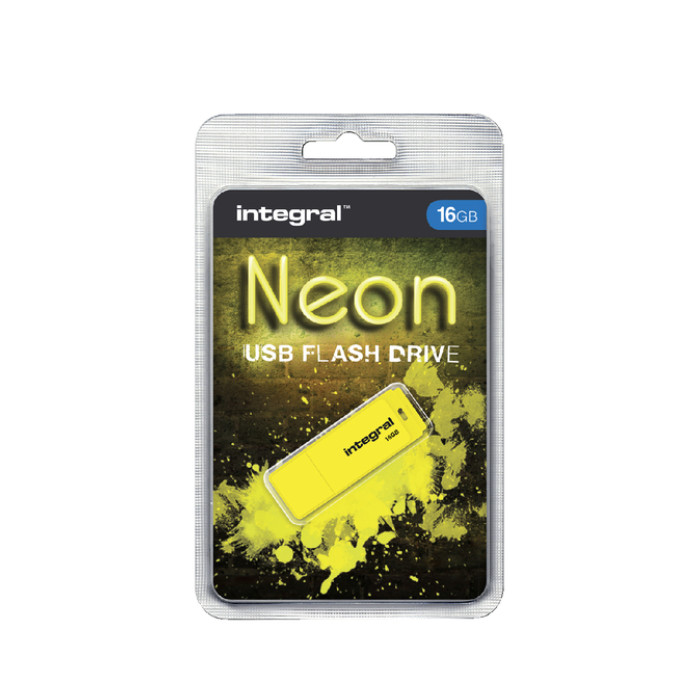 USB-stick 2.0 Integral 16Gb neon geel
