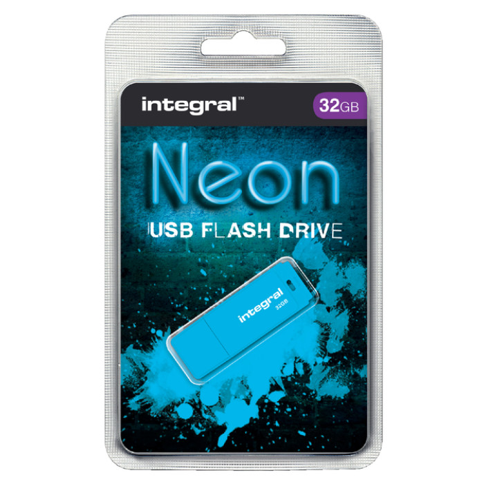 USB-stick 2.0 Integral 32GB neon blauw
