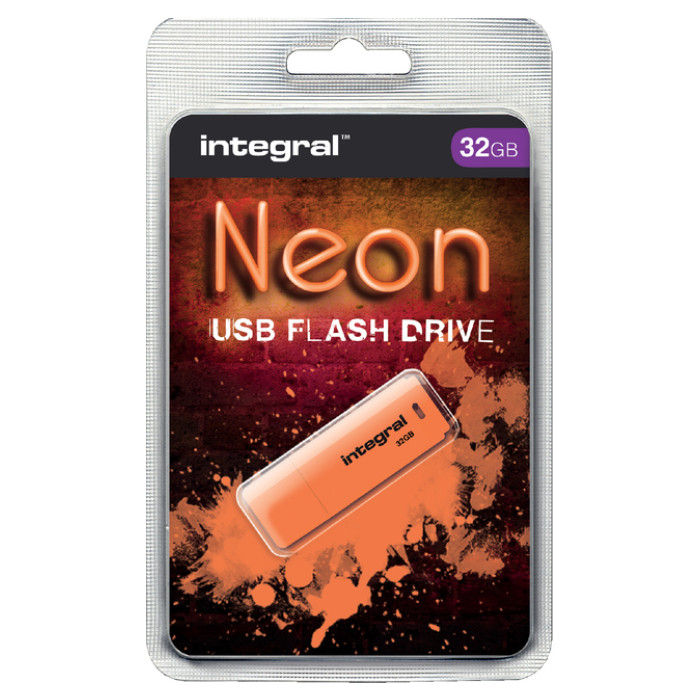 USB-stick 2.0 Integral 32GB neon oranje