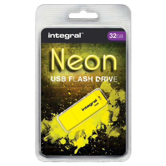 USB-stick 2.0 Integral 32GB neon geel