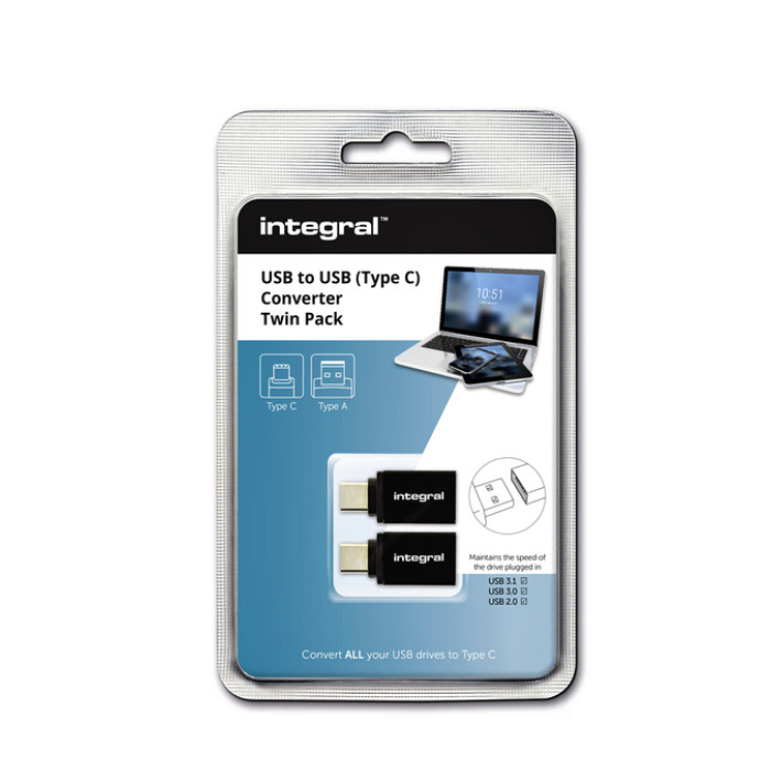 Adapter Integral 3.1 USB-A naar USB-C 2 stuks