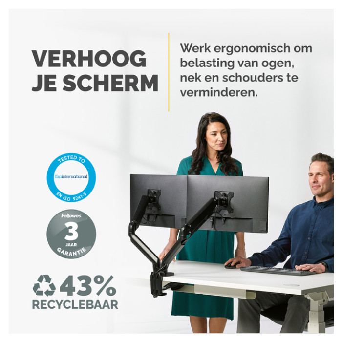 Monitorarm Fellowes Platinum Series dubbel horizontaal