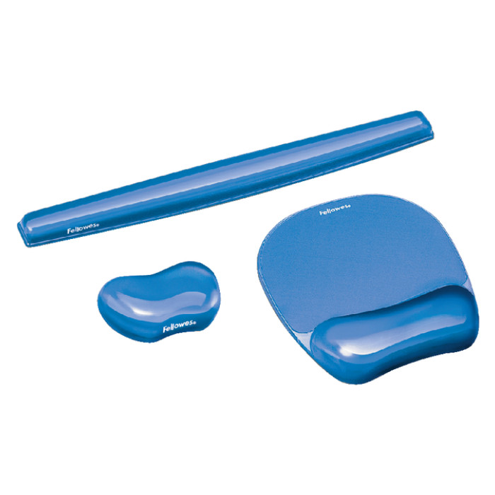 Muismat met polssteun Fellowes Crystals gel transparant blauw