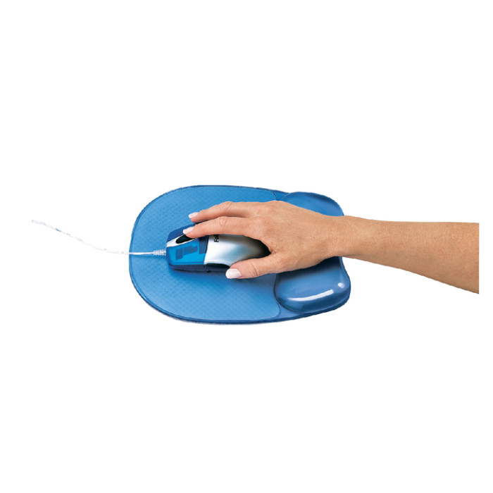 Muismat met polssteun Fellowes Crystals gel transparant blauw