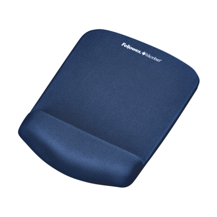 Muismat met polssteun Fellowes Plush Touch blauw