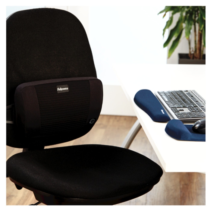 Muismat met polssteun Fellowes Plush Touch blauw