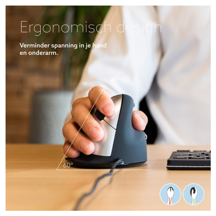 Muis R-Go Ergonomisch HE Break Draad Rechts M