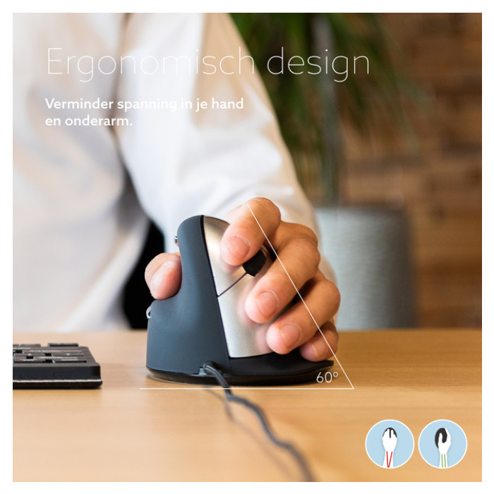 Muis R-Go Ergonomisch HE Break Draad Links M