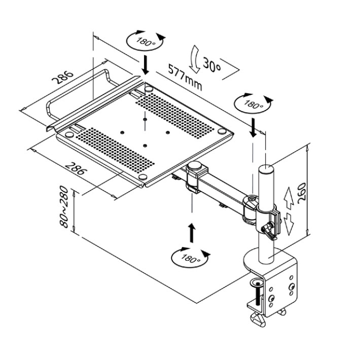 Laptoparm Neomounts D100 met klem zwart