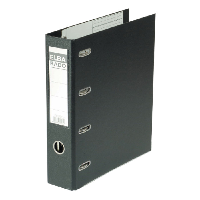 Ordner Elba Rado Plast 75mm bank 2 mechanieken zwart PVC