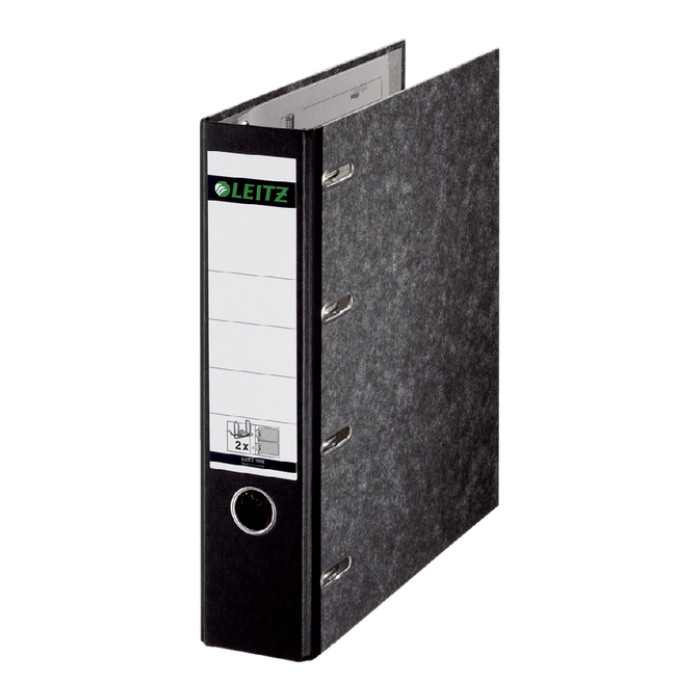 Ordner Leitz 1092 giro-bank met dubbele mechaniek 75mm karton A4 zwart