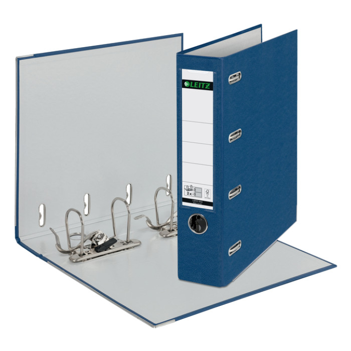 Giro-bank ordner Leitz A4 met dubbele mechaniek 80mm PP blauw