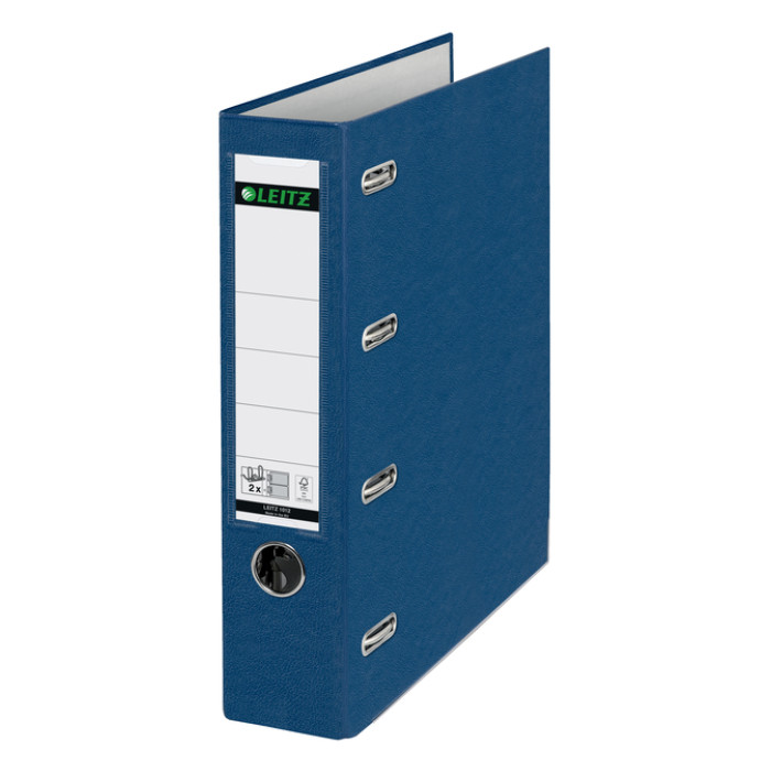 Giro-bank ordner Leitz A4 met dubbele mechaniek 80mm PP blauw