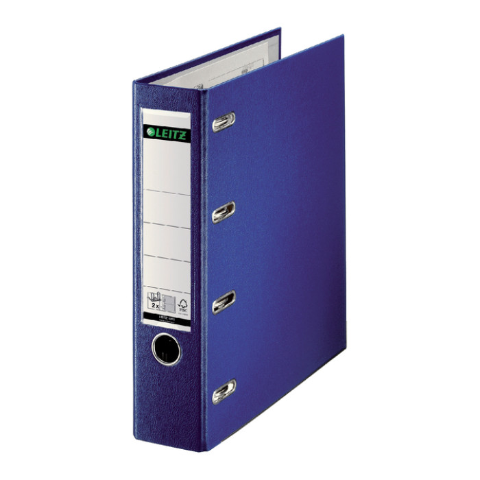 Giro-bank ordner Leitz A4 met dubbele mechaniek 80mm PP blauw
