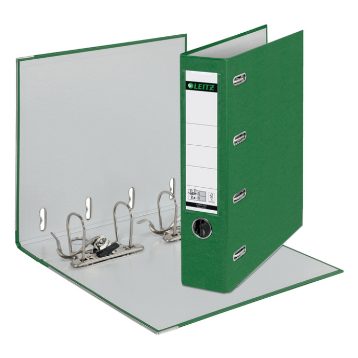 Giro-/bank ordner Leitz A4 met dubbele mechaniek 80mm PP groen