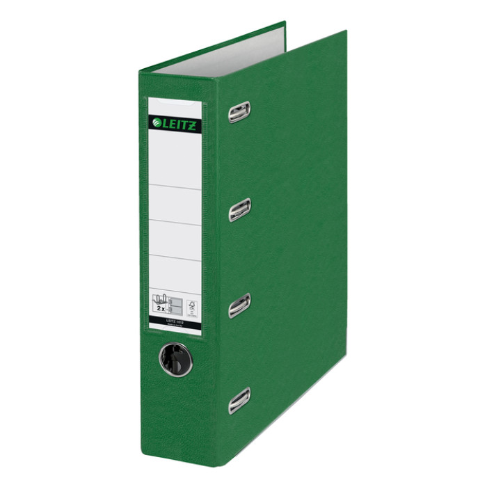 Giro-/bank ordner Leitz A4 met dubbele mechaniek 80mm PP groen