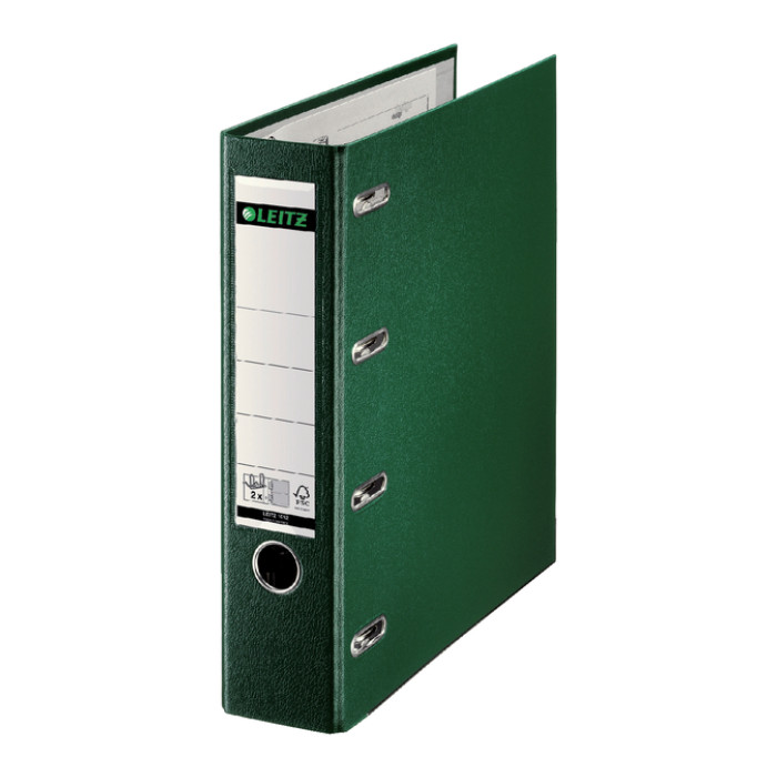 Giro-/bank ordner Leitz A4 met dubbele mechaniek 80mm PP groen