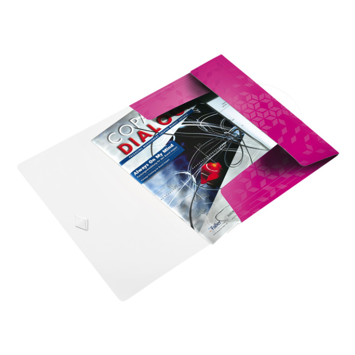 Elastomap Leitz WOW A4 3 kleppen PP roze