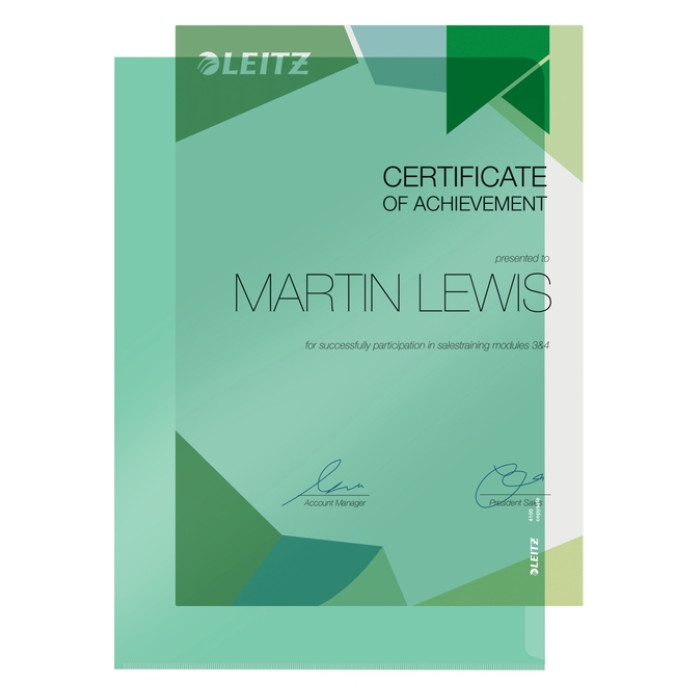 Insteekmap L-model Leitz Premium copy safe 0.15mm PVC A4 groen 100 stuks