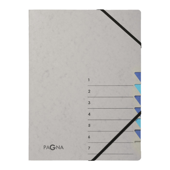 Sorteermap Pagna Easy A4 7 tabs lichtblauw / donkerblauw