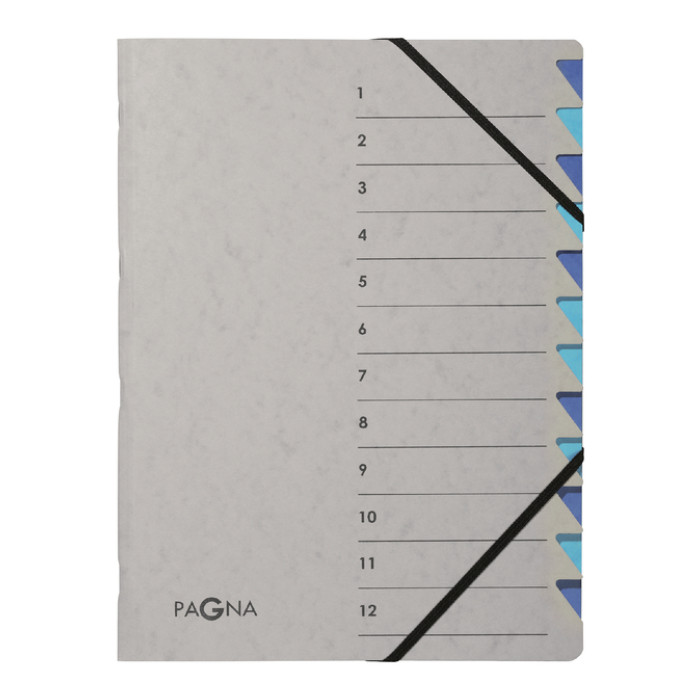 Sorteermap Pagna Easy A4 12 tabs lichtblauw/donkerblauw