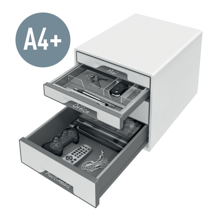 Ladenblok Leitz WOW CUBE A4 maxi 4 laden wit/grijs