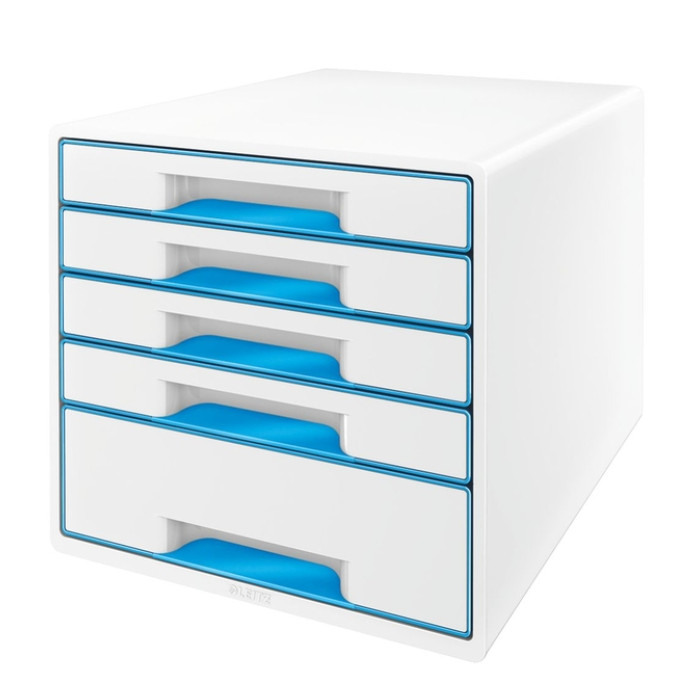 Ladenblok Leitz WOW 5 laden wit/blauw