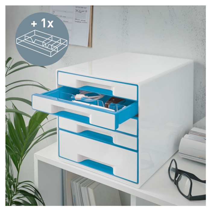 Ladenblok Leitz WOW 5 laden wit/blauw