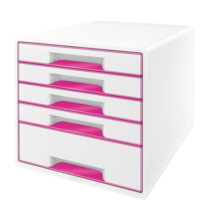 Ladenblok Leitz WOW 5 laden wit/roze