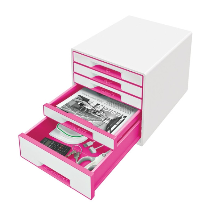 Ladenblok Leitz WOW 5 laden wit/roze