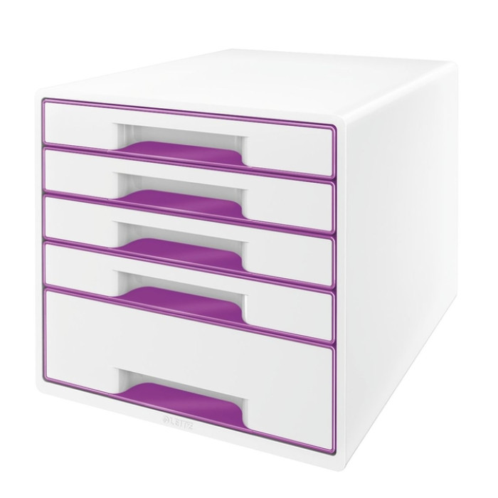 Ladenblok Leitz WoW 5 laden wit/paars