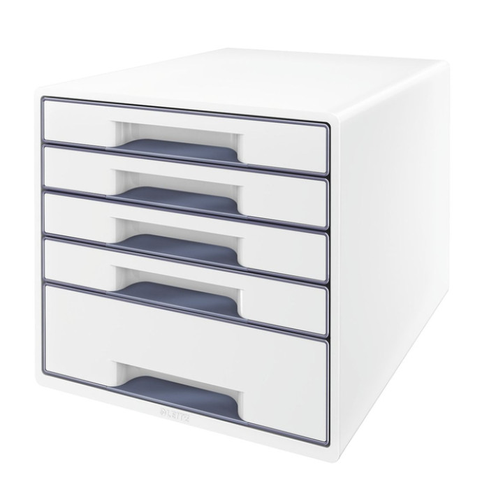 Ladenblok Leitz WOW CUBE A4 maxi 5 laden wit/grijs