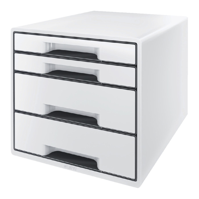 Ladenblok Leitz Wow CUBE A4 maxi 4 laden wit/zwart