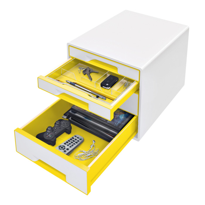 Ladenblok Leitz WOW CUBE 4 laden wit/geel