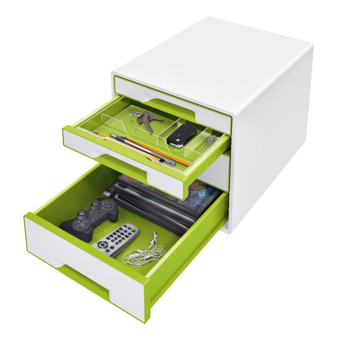 Ladenblok Leitz WOW CUBE 4 laden wit/groen