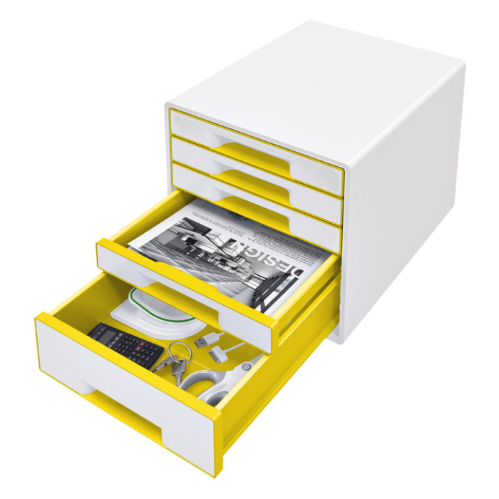 Ladenblok Leitz WOW CUBE 5 laden wit/geel