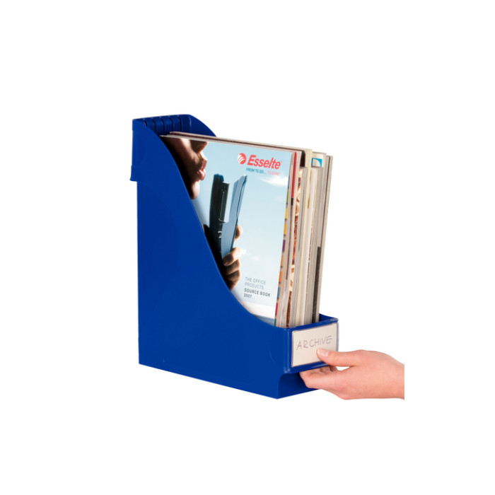 Tijdschriftencassette Leitz extra breed blauw