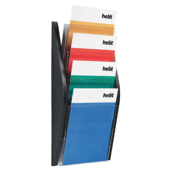 Folderhouder Helit wand 4x A4 zwart