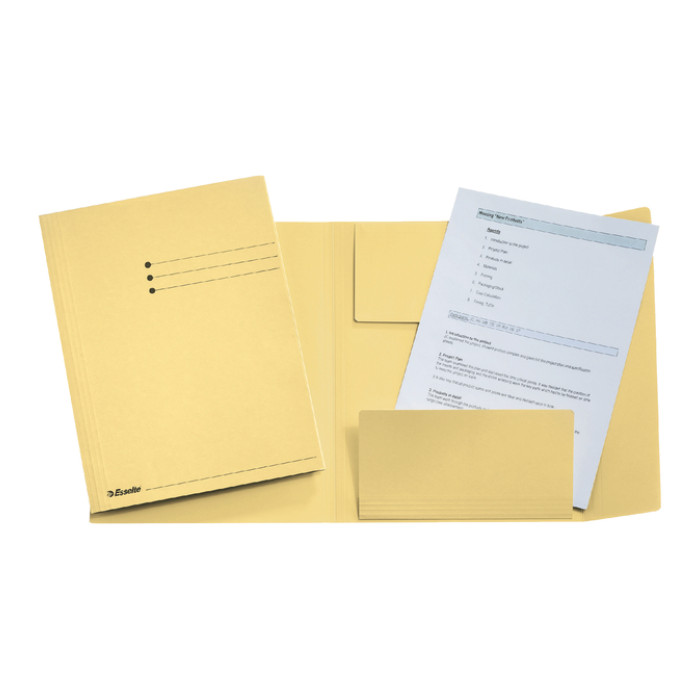 Dossiermap Esselte folio 3 kleppen manilla 275gr geel
