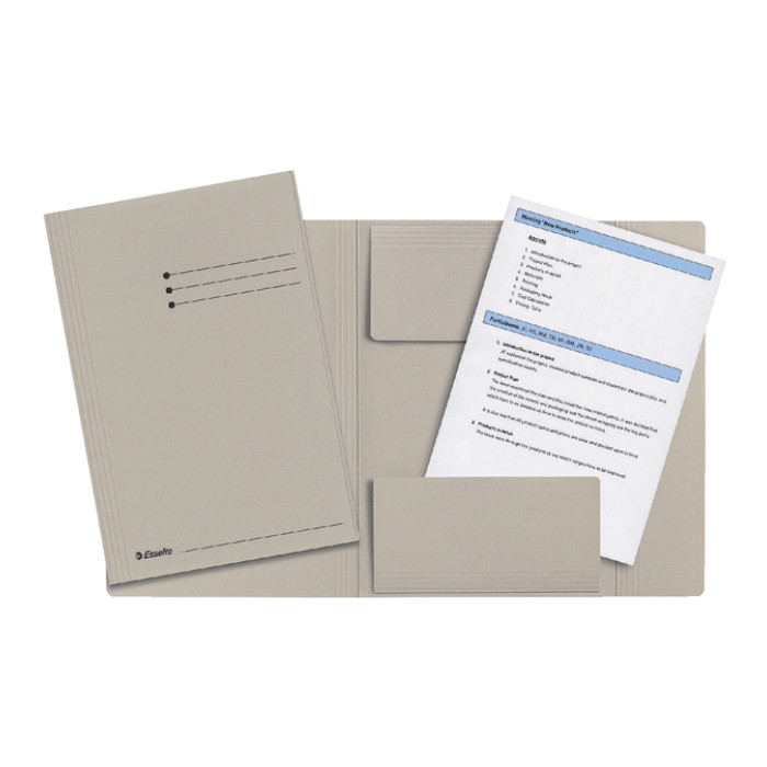 Dossiermap Esselte folio 3 kleppen manilla 275gr grijs