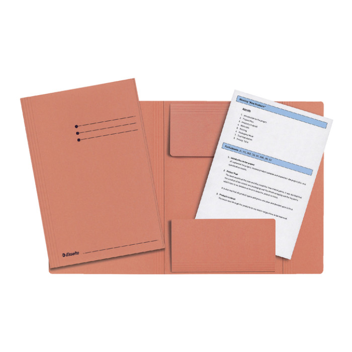 Dossiermap Esselte folio 3 kleppen manilla 275gr oranje