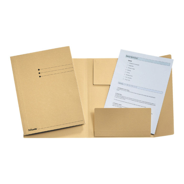 Dossiermap Esselte A4 3 kleppen manilla 275gr beige