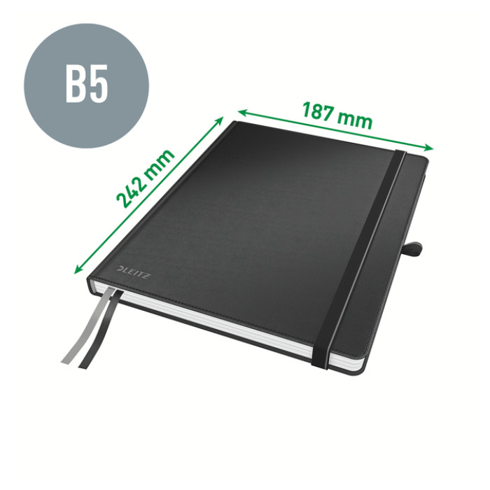 Notitieboek Leitz Complete 187x242mm lijn 160 pagina's 100gr zwart