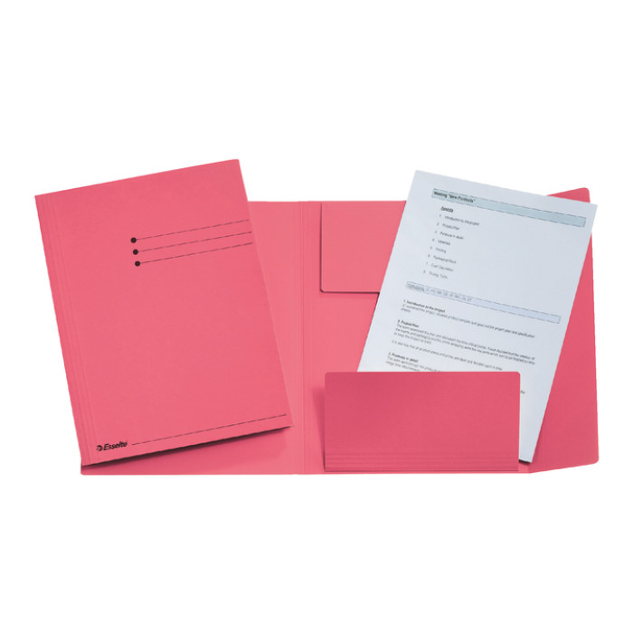 Dossiermap Esselte A4 3 kleppen manilla 275gr roze
