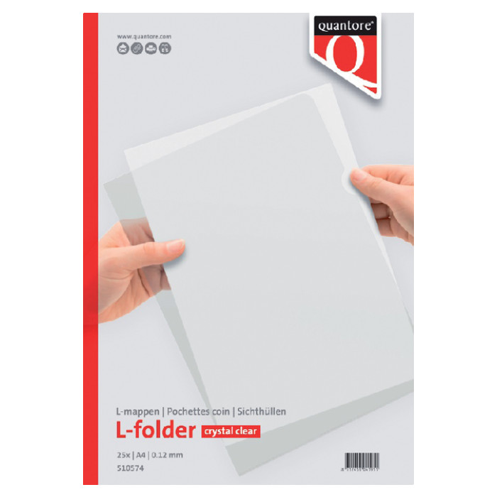 Insteekmap L-model Quantore A4 PP 0.12mm glad 25 stuks
