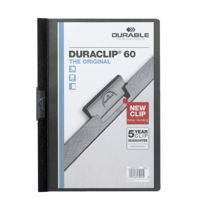 Klemmap Durable Duraclip A4 6mm 60 vellen zwart